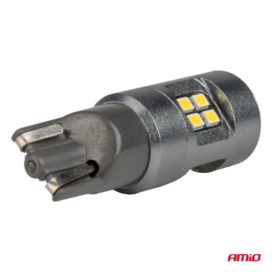 Amio - ΛΑΜΠΑΚΙΑ T10 W5W 12V/24V LED CAN-BUS 16xSMD 2016 ΛΕΥΚΟ ΦΩΣ 5.500K (ΣΕ ΧΡΩΜΑ ΧΡΩΜΙΟΥ) - 2 ΤΕΜ. (04234/AM)
