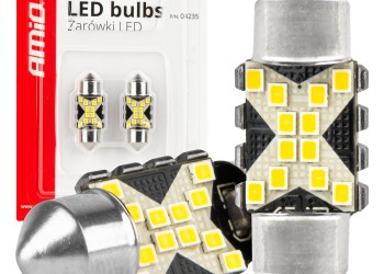 Amio - ΛΑΜΠΑΚΙΑ ΠΛΑΦΟΝΙΕΡΑΣ 31mm 12/24V C5W 5500K 12xSMD 2016 CAN-BUS FESTOON (ΛΕΥΚΟ) - 2 ΤΕΜ. (04235/AM)