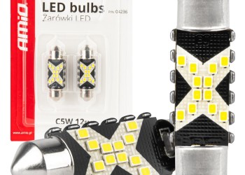 Amio - ΛΑΜΠΑΚΙΑ ΠΛΑΦΟΝΙΕΡΑΣ 36mm 12/24V C5W 5500K 12xSMD 2016 CAN-BUS FESTOON (ΛΕΥΚΟ) - 2 ΤΕΜ. (04236/AM)