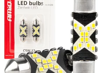 Amio - ΛΑΜΠΑΚΙΑ ΠΛΑΦΟΝΙΕΡΑΣ 36mm 12/24V C5W 5500K 12xSMD 2016 CAN-BUS FESTOON (ΛΕΥΚΟ) - 2 ΤΕΜ. (04236/AM)