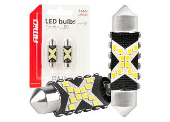 Amio - ΛΑΜΠΑΚΙΑ ΠΛΑΦΟΝΙΕΡΑΣ 39mm 12/24V C5W 5500K 12xSMD 2016 CAN-BUS FESTOON (ΛΕΥΚΟ) - 2 ΤΕΜ. (04237/AM)