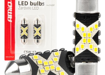 Amio - ΛΑΜΠΑΚΙΑ ΠΛΑΦΟΝΙΕΡΑΣ 39mm 12/24V C5W 5500K 12xSMD 2016 CAN-BUS FESTOON (ΛΕΥΚΟ) - 2 ΤΕΜ. (04237/AM)