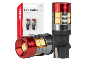 Amio - ΛΑΜΠΑΚΙΑ LED T10 W5W 12V/24V LED CAN-BUS 9xSMD 3030 ΛΕΥΚΟ ΦΩΣ 5.500K (ΣΕ ΧΡΩΜΑ ΚΟΚΚΙΝΟ-ΜΑΥΡΟ) - 2 ΤΕΜ. (04242/AM)