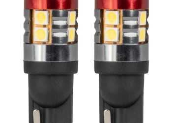 Amio - ΛΑΜΠΑΚΙΑ LED T10 W5W 12V/24V LED CAN-BUS 9xSMD 3030 ΛΕΥΚΟ ΦΩΣ 5.500K (ΣΕ ΧΡΩΜΑ ΚΟΚΚΙΝΟ-ΜΑΥΡΟ) - 2 ΤΕΜ. (04242/AM)