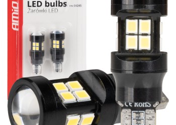 Amio - ΛΑΜΠΑΚΙΑ LED T15 W16W 12V/24V LED CAN-BUS 15xSMD 2835 ΛΕΥΚΟ ΦΩΣ 5.500K (ΣΕ ΧΡΩΜΑ ΜΑΥΡΟ) - 2 ΤΕΜ. (04245/AM)