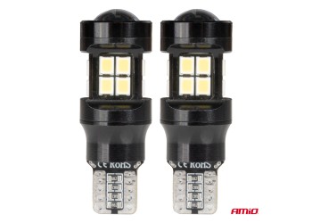 Amio - ΛΑΜΠΑΚΙΑ LED T15 W16W 12V/24V LED CAN-BUS 15xSMD 2835 ΛΕΥΚΟ ΦΩΣ 5.500K (ΣΕ ΧΡΩΜΑ ΜΑΥΡΟ) - 2 ΤΕΜ. (04245/AM)