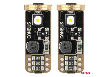 Amio - ΛΑΜΠΑΚΙΑ T10 W5W 12V/24V LED CAN-BUS 3xSMD 3838 ΛΕΥΚΟ 5500K - 2 ΤΕΜ. (04246/AM)