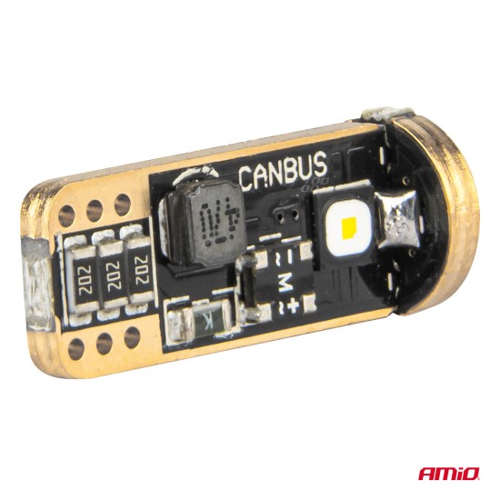Amio - ΛΑΜΠΑΚΙΑ T10 W5W 12V/24V LED CAN-BUS 3xSMD 3838 ΛΕΥΚΟ 5500K - 2 ΤΕΜ. (04246/AM)
