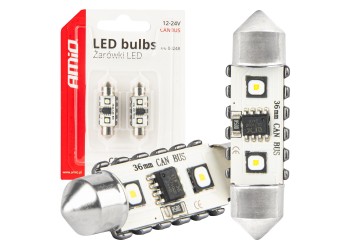 Amio - ΛΑΜΠΑΚΙΑ ΠΛΑΦΟΝΙΕΡΑΣ 36mm 12/24V C5W 5500K 12xSMD 3838 CAN-BUS FESTOON (ΛΕΥΚΟ) - 2 ΤΕΜ. (04248/AM)