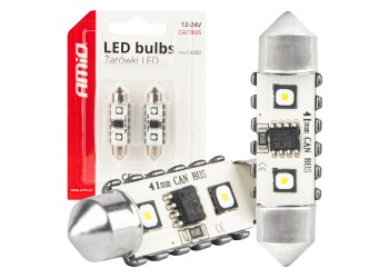Amio - ΛΑΜΠΑΚΙΑ ΠΛΑΦΟΝΙΕΡΑΣ 41mm 12/24V C5W 5500K 12xSMD 3838 CAN-BUS FESTOON (ΛΕΥΚΟ) - 2 ΤΕΜ. (04250/AM)