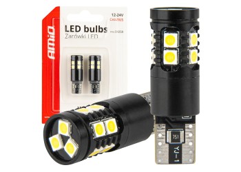 Amio - ΛΑΜΠΑΚΙΑ T10 W5W 12V/24V LED CAN-BUS 13xSMD 3030 ΛΕΥΚΟ 5500K - 2 ΤΕΜ. (04259/AM)