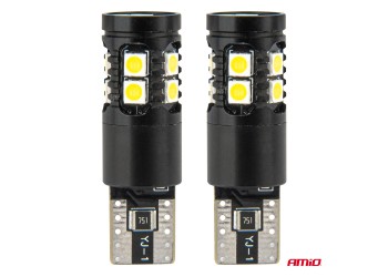 Amio - ΛΑΜΠΑΚΙΑ T10 W5W 12V/24V LED CAN-BUS 13xSMD 3030 ΛΕΥΚΟ 5500K - 2 ΤΕΜ. (04259/AM)