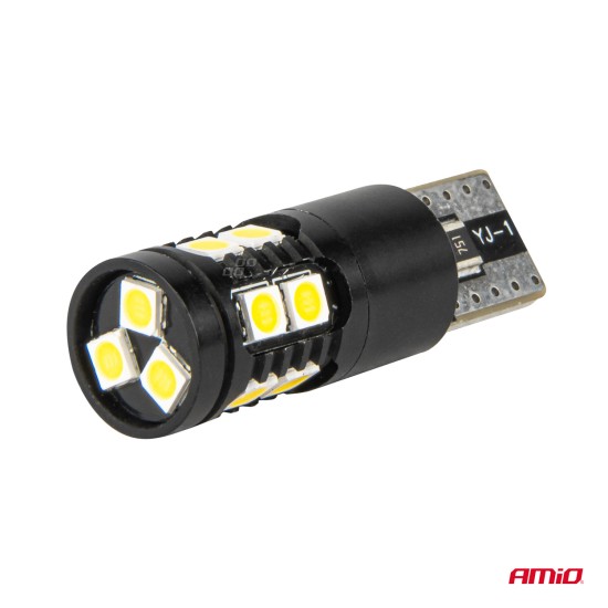 Amio - ΛΑΜΠΑΚΙΑ T10 W5W 12V/24V LED CAN-BUS 13xSMD 3030 ΛΕΥΚΟ 5500K - 2 ΤΕΜ. (04259/AM)