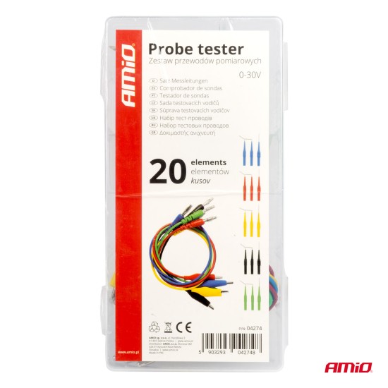 Amio - ΔΟΚΙΜΑΣΤΙΚΑ ΚΑΛΩΔΙΑ (ΤΕΣΤΕΡ) ΜΕ ΔΟΚΙΜΑΣΤΙΚΕΣ ΜΥΤΕΣ/ΤΣΙΜΠΙΔΑΚΙΑ/ΑΚΡΟΔΕΚΤΕΣ (ΚΡΟΚΟΔΕΙΛΑΚΙΑ) - 20 ΤΕΜ. (04274/AM)