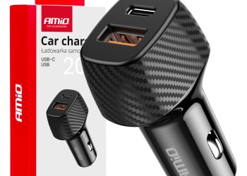 Amio - ΦΟΡΤΙΣΤΗΣ ΑΝΑΠΤΗΡΑ ΜΕ 2 ΘΥΡΕΣ USB-A QUICK CHARGE+USB-C 20W ΜΑΥΡΟ - 1 Τεμ. (04282/AM)