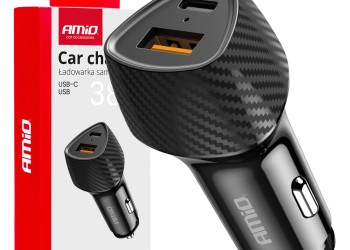 Amio - ΦΟΡΤΙΣΤΗΣ ΑΝΑΠΤΗΡΑ ΜΕ 2 ΘΥΡΕΣ USB-A QUICK CHARGE+USB-C 38W ΜΑΥΡΟ - 1 Τεμ. (04283/AM)