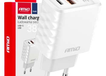 Amio - ΦΟΡΤΙΣΤΗΣ ΜΕ ΟΙΚΙΑΚΗ ΠΡΙΖΑ ΜΕ 2 ΘΥΡΕΣ USB-A+USB-C 38W 100-240V ΛΕΥΚΟ - 1 Τεμ. (04287/AM)