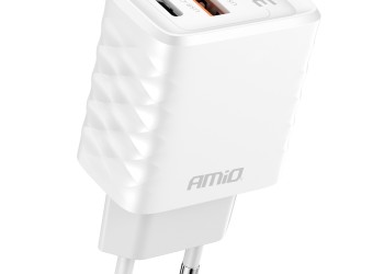 Amio - ΦΟΡΤΙΣΤΗΣ ΜΕ ΟΙΚΙΑΚΗ ΠΡΙΖΑ ΜΕ 2 ΘΥΡΕΣ USB-A+USB-C 38W 100-240V ΛΕΥΚΟ - 1 Τεμ. (04287/AM)