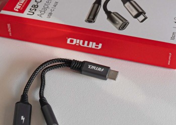 Amio - ΚΑΛΩΔΙΟ ΦΟΡΤΙΣΗΣ USB ΑΠΟ USB-C ΣΕ USB-C & ΑΝΤΑΠΤΟΡΑΣ ΑΚΟΥΣΤΙΚΩΝ MINI JACK 3.5mm ΘΗΛΥΚΟ 10cm - 1 Τεμ. (04295/AM)