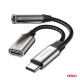 Amio - ΚΑΛΩΔΙΟ ΦΟΡΤΙΣΗΣ USB ΑΠΟ USB-C ΣΕ USB-C & ΑΝΤΑΠΤΟΡΑΣ ΑΚΟΥΣΤΙΚΩΝ MINI JACK 3.5mm ΘΗΛΥΚΟ 10cm - 1 Τεμ. (04295/AM)