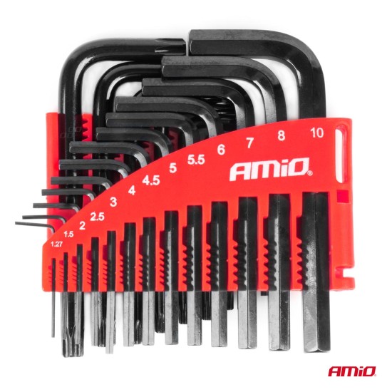 Amio - ΚΛΕΙΔΙΑ ΑΛΛΕΝ (ALLEN) ΕΞΑΓΩΝΑ & ΚΛΕΙΔΙΑ TORX ΧΡΩΜΙΟ-ΒΑΝΑΔΙΟ (CRV) ΔΙΑΦΟΡΑ ΜΕΓΕΘΗ ΜΑΥΡΑ - 22 ΤΕΜ. (04297/AM)