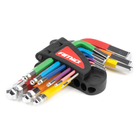 Amio - ΚΛΕΙΔΙΑ ΑΛΛΕΝ (ALLEN) ΕΞΑΓΩΝΑ ΑΤΣΑΛΙ S2 ΔΙΑΦΟΡΑ ΜΕΓΕΘΗ ΔΙΑΦΟΡΑ ΧΡΩΜΑΤΑ - 9 ΤΕΜ. (04298/AM)