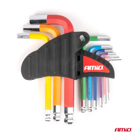 Amio - ΚΛΕΙΔΙΑ ΑΛΛΕΝ (ALLEN) ΕΞΑΓΩΝΑ ΑΤΣΑΛΙ S2 ΔΙΑΦΟΡΑ ΜΕΓΕΘΗ ΔΙΑΦΟΡΑ ΧΡΩΜΑΤΑ - 9 ΤΕΜ. (04298/AM)