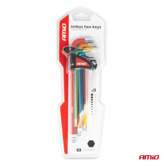 Amio - ΚΛΕΙΔΙΑ ΑΛΛΕΝ (ALLEN) ΕΞΑΓΩΝΑ ΑΤΣΑΛΙ S2 ΔΙΑΦΟΡΑ ΜΕΓΕΘΗ ΔΙΑΦΟΡΑ ΧΡΩΜΑΤΑ XL - 9 ΤΕΜ. (04299/AM)