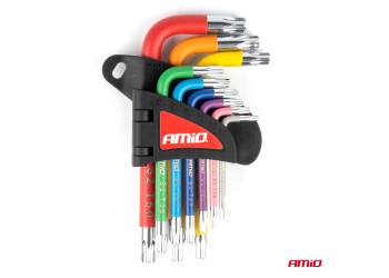 Amio - ΣΕΤ ΚΛΕΙΔΙΑ TORX ΑΤΣΑΛΙ S2 ΔΙΑΦΟΡΑ ΜΕΓΕΘΗ ΔΙΑΦΟΡΑ ΧΡΩΜΑΤΑ - 9 ΤΕΜ. (04300/AM)