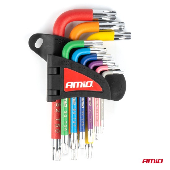 Amio - ΣΕΤ ΚΛΕΙΔΙΑ TORX ΑΤΣΑΛΙ S2 ΔΙΑΦΟΡΑ ΜΕΓΕΘΗ ΔΙΑΦΟΡΑ ΧΡΩΜΑΤΑ - 9 ΤΕΜ. (04300/AM)