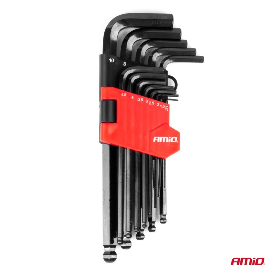 Amio - ΣΕΤ ΚΛΕΙΔΙΑ ΑΛΛΕΝ (ALLEN) ΕΞΑΓΩΝΑ ΧΡΩΜΙΟ-ΒΑΝΑΔΙΟ (CRV) ΔΙΑΦΟΡΑ ΜΕΓΕΘΗ ΣΕ ΜΑΥΡΟ ΧΡΩΜΑ - 9 ΤΕΜ. (04304/AM)