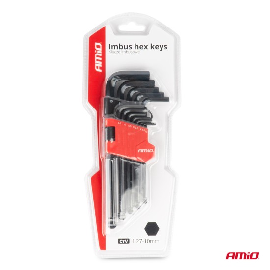 Amio - ΣΕΤ ΚΛΕΙΔΙΑ ΑΛΛΕΝ (ALLEN) ΕΞΑΓΩΝΑ ΧΡΩΜΙΟ-ΒΑΝΑΔΙΟ (CRV) ΔΙΑΦΟΡΑ ΜΕΓΕΘΗ ΣΕ ΜΑΥΡΟ ΧΡΩΜΑ - 9 ΤΕΜ. (04304/AM)