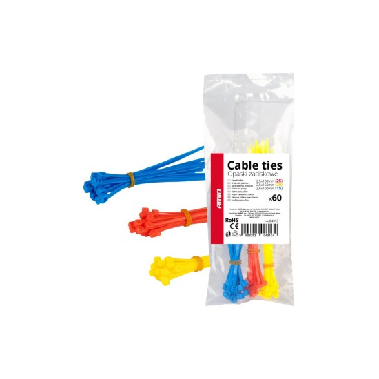 Amio - ΔΕΜΑΤΙΚΑ/ΔΕΤΙΚΑ ΚΑΛΩΔΙΩΝ TIE WRAP(ΤΑΙΡΑΠ) 2.5x100mm/2.5x150mm/3.6x100mm (ΔΙΑΦΟΡΑ ΧΡΩΜΑΤΑ)ΣΕΤ - 60 ΤΕΜ. (04313/AM)