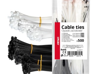 Amio - ΔΕΜΑΤΙΚΑ/ΔΕΤΙΚΑ ΚΑΛΩΔΙΩΝ TIE WRAP(ΤΑΙΡΑΠ) 2.5x100mm/3.6x150mm/4.8x200mm ΣΕ ΜΑΥΡΟ ΚΑΙ ΛΕΥΚΟ ΧΡΩΜΑ ΣΕΤ - 500 ΤΕΜ. (04317/AM)