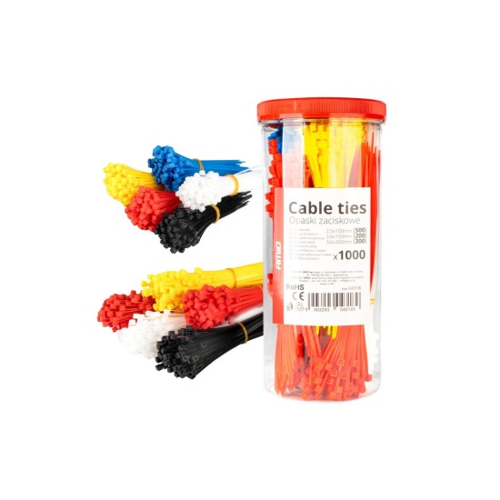 Amio - ΔΕΜΑΤΙΚΑ/ΔΕΤΙΚΑ ΚΑΛΩΔΙΩΝ TIE WRAP(ΤΑΙΡΑΠ) 2.5x100mm/3.6x150mm/3.6x200mm ΣΕ ΔΙΑΦΟΡΑ ΧΡΩΜΑΤΑ ΣΕΤ - 1000 ΤΕΜ. (04318/AM)