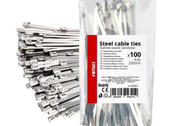 Amio - ΔΕΜΑΤΙΚΑ/ΔΕΤΙΚΑ ΚΑΛΩΔΙΩΝ TIE WRAP (ΤΑΙΡΑΠ) ΜΕΤΑΛΛΙΚΑ 4,6 x 200mm - 100 ΤΕΜ. (04321/AM)