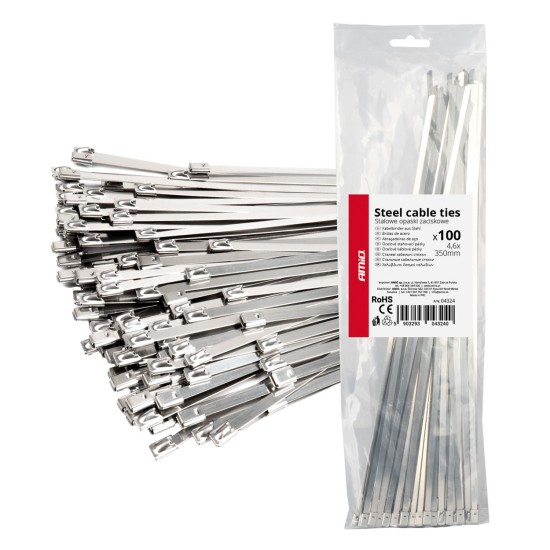 Amio - ΔΕΜΑΤΙΚΑ/ΔΕΤΙΚΑ ΚΑΛΩΔΙΩΝ TIE WRAP (ΤΑΙΡΑΠ) ΜΕΤΑΛΛΙΚΑ 4,6 x 350mm - 100 ΤΕΜ. (04324/AM)