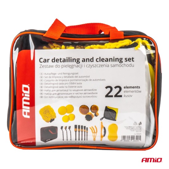 Amio - ΒΟΥΡΤΣΕΣ ΚΑΘΑΡΙΣΜΟΥ ΚΑΙ ΓΥΑΛΙΣΜΑΤΟΣ ΣΕΤ 21ΤΕΜ ΓΙΑ ΔΡΑΠΑΝΟ ΣΕ ΤΣΑΝΤΑ ΚΙΤΡΙΝΟ ΧΡΩΜΑ - 21 Τεμ. (04329/AM)