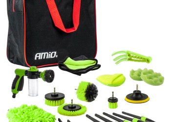 Amio - ΒΟΥΡΤΣΕΣ ΚΑΘΑΡΙΣΜΟΥ ΚΑΙ ΓΥΑΛΙΣΜΑΤΟΣ ΣΕΤ 21ΤΕΜ ΓΙΑ ΔΡΑΠΑΝΟ ΣΕ ΤΣΑΝΤΑ ΠΡΑΣΙΝΟ ΧΡΩΜΑ - 21 Τεμ. (04330/AM)