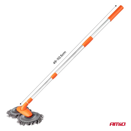 Amio - ΒΟΥΡΤΣΑ ΠΛΥΣΙΜΑΤΟΣ ΜΕ ΤΗΛΕΣΚΟΠΙΚΟ ΚΟΝΤΑΡΙ 49-112.5cm ΠΕΡΙΣΤΡΕΦΟΜΕΝΗ ΜΙΚΡΟΦΙΜΠΡΑ - 1 ΤΕΜ. (04332/AM)