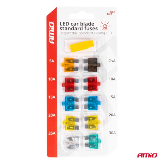 Amio - ΑΣΦΑΛΕΙΕΣ STANDARD BLADE (ΜΑΧΑΙΡΩΤΕΣ) & ΕΡΓΑΛΕΙΟ ΑΦΑΙΡΕΣΗΣ ΚΑΡΤΕΛΑ (5A/10A/15A/ 20A/25A) 10ΤΕΜ. (04341/AM)
