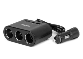 Amio - ΑΝΤΑΠΤΟΡΑΣ ΑΝΑΠΤΗΡΑ 12/24V 120W ΜΑΥΡΟΣ/3 ΘΕΣΕΙΣ/2xUSB-A+1xUSB-C ΤΑΧΕΙΑΣ ΦΟΡΤΙΣΗΣ/ΚΑΛΩΔΙΟ 70cm - 1 Τεμ. (04361/AM)