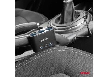 Amio - ΑΝΤΑΠΤΟΡΑΣ ΑΝΑΠΤΗΡΑ 12/24V 120W ΜΑΥΡΟΣ/3 ΘΕΣΕΙΣ/2xUSB-A+1xUSB-C ΤΑΧΕΙΑΣ ΦΟΡΤΙΣΗΣ/ΚΑΛΩΔΙΟ 70cm - 1 Τεμ. (04361/AM)