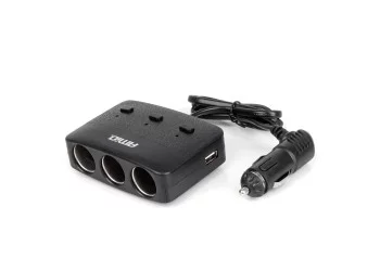 Amio - ΑΝΤΑΠΤΟΡΑΣ ΑΝΑΠΤΗΡΑ 12/24V 100W ΜΑΥΡΟΣ/3 ΘΕΣΕΙΣ/2xUSB-A /ΚΟΥΜΠΙ ON-OFF/ΕΝΔΕΙΞΗ LED/ΚΑΛΩΔΙΟ 70cm - 1 Τεμ. (04363/AM)