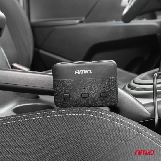Amio - ΑΝΤΑΠΤΟΡΑΣ ΑΝΑΠΤΗΡΑ 12/24V 100W ΜΑΥΡΟΣ/3 ΘΕΣΕΙΣ/2xUSB-A /ΚΟΥΜΠΙ ON-OFF/ΕΝΔΕΙΞΗ LED/ΚΑΛΩΔΙΟ 70cm - 1 Τεμ. (04363/AM)