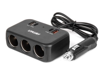 Amio - ΑΝΤΑΠΤΟΡΑΣ ΑΝΑΠΤΗΡΑ 12/24V 120W ΜΑΥΡΟΣ/3 ΘΕΣΕΙΣ/1xUSB-A+1xUSB-C QC 4.0 ΤΑΧΕΙΑΣ ΦΟΡΤΙΣΗΣ/ΚΑΛΩΔΙΟ 80cm - 1 Τεμ. (04365/AM)