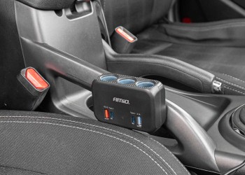 Amio - ΑΝΤΑΠΤΟΡΑΣ ΑΝΑΠΤΗΡΑ 12/24V 120W ΜΑΥΡΟΣ/3 ΘΕΣΕΙΣ/1xUSB-A+1xUSB-C QC 4.0 ΤΑΧΕΙΑΣ ΦΟΡΤΙΣΗΣ/ΚΑΛΩΔΙΟ 80cm - 1 Τεμ. (04365/AM)