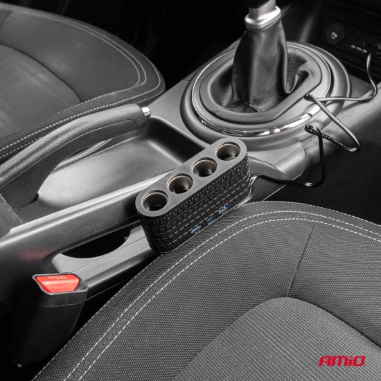 Amio - ΑΝΤΑΠΤΟΡΑΣ ΑΝΑΠΤΗΡΑ 12/24V 120W ΜΑΥΡΟΣ - 4 ΘΕΣΕΙΣ - 2xUSB-A + 1xUSB-C - ΚΑΛΩΔΙΟ 80cm - 1 Τεμ. (04367/AM)