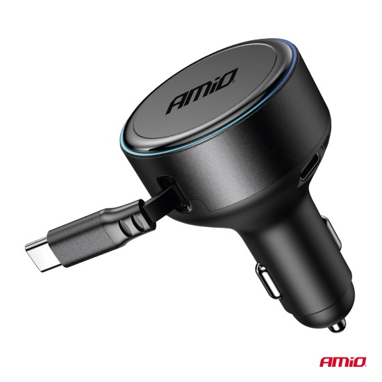 Amio - ΦΟΡΤΙΣΤΗΣ ΑΝΑΠΤΗΡΑ 12/24V ΜΕ 1 ΘΥΡΑ USB-C 60W 5V/3A ΤΑΧΕΙΑΣ ΦΟΡΤΙΣΗΣ ΜΕ ΕΝΣΩΜΑΤΟΜΕΝΟ ΚΑΛΩΔΙΟ USB-C - 1 ΤΕΜ. (04368/AM)