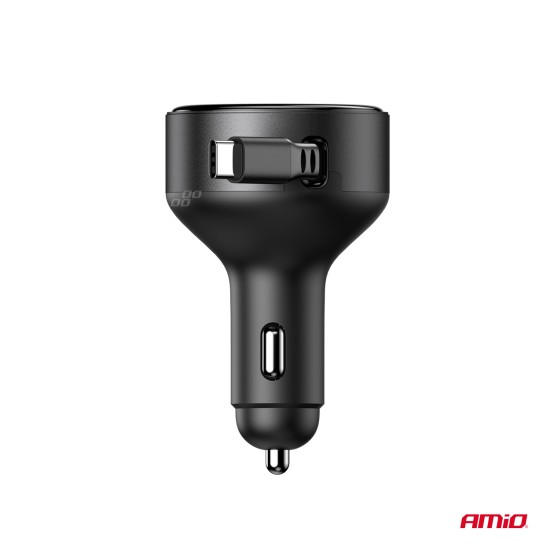 Amio - ΦΟΡΤΙΣΤΗΣ ΑΝΑΠΤΗΡΑ 12/24V ΜΕ 1 ΘΥΡΑ USB-C 60W 5V/3A ΤΑΧΕΙΑΣ ΦΟΡΤΙΣΗΣ ΜΕ ΕΝΣΩΜΑΤΟΜΕΝΟ ΚΑΛΩΔΙΟ USB-C - 1 ΤΕΜ. (04368/AM)